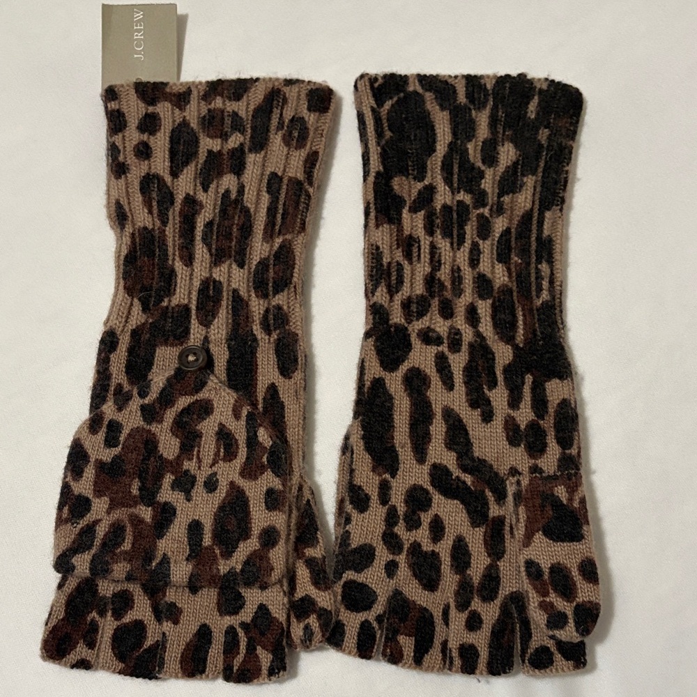 J.Crew Leopard Print Fingerless Gloves